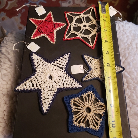 Hand Crafted Set of 5 Crochet Star Ornaments - Picture 7 of 7